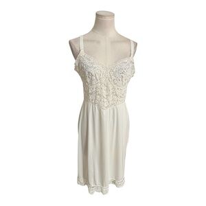 Vintage Carol Brent Ivory Lace Slip Dress Size M L Midi Lingerie Sexy Sleep VTG